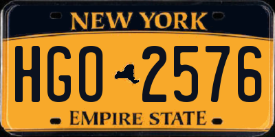 NY license plate HGO2576