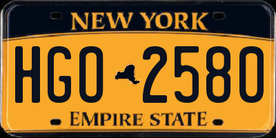 NY license plate HGO2580