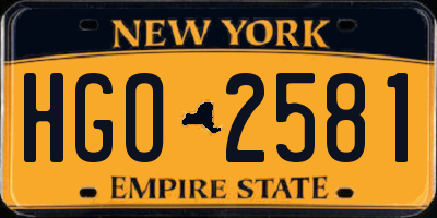 NY license plate HGO2581