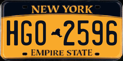 NY license plate HGO2596