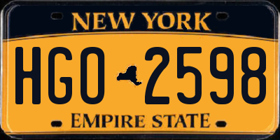 NY license plate HGO2598