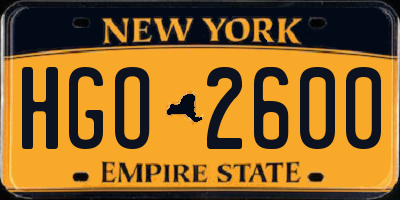 NY license plate HGO2600