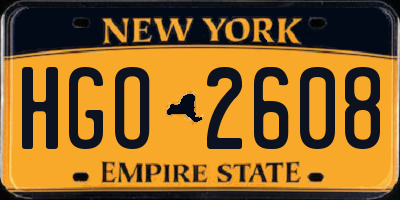 NY license plate HGO2608