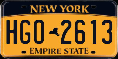 NY license plate HGO2613