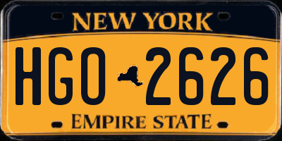 NY license plate HGO2626