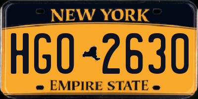 NY license plate HGO2630