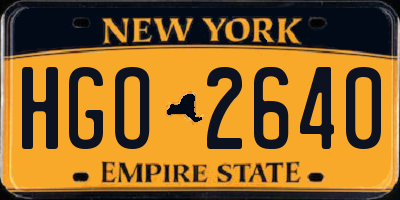 NY license plate HGO2640