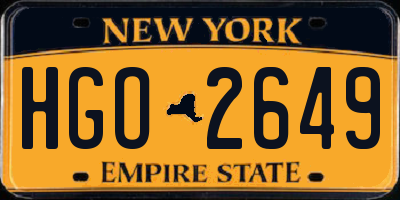 NY license plate HGO2649