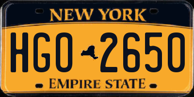 NY license plate HGO2650