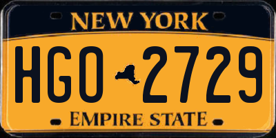 NY license plate HGO2729