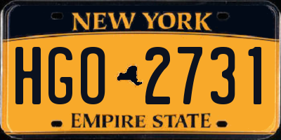 NY license plate HGO2731