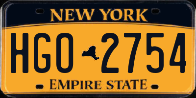 NY license plate HGO2754