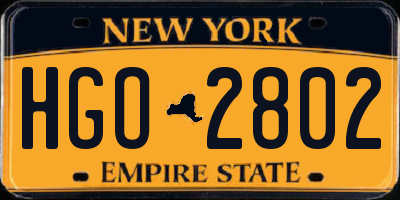 NY license plate HGO2802