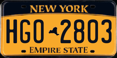 NY license plate HGO2803