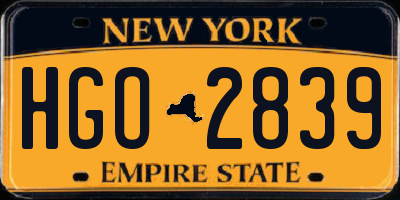 NY license plate HGO2839