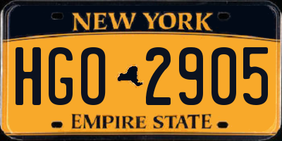 NY license plate HGO2905