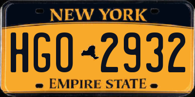 NY license plate HGO2932