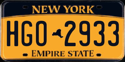 NY license plate HGO2933