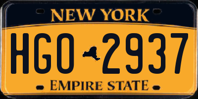 NY license plate HGO2937