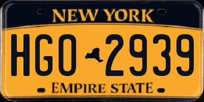 NY license plate HGO2939