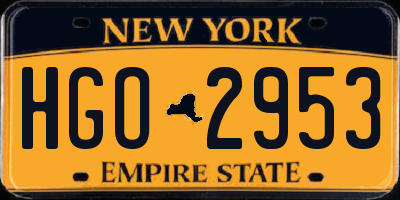 NY license plate HGO2953