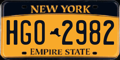 NY license plate HGO2982