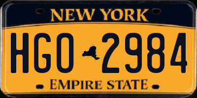 NY license plate HGO2984