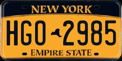 NY license plate HGO2985