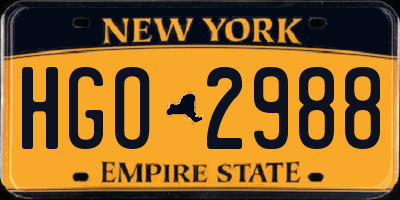 NY license plate HGO2988