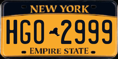 NY license plate HGO2999