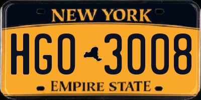 NY license plate HGO3008