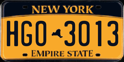 NY license plate HGO3013