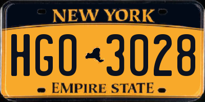 NY license plate HGO3028