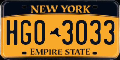 NY license plate HGO3033