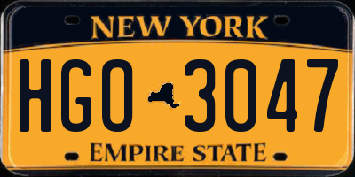 NY license plate HGO3047