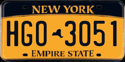 NY license plate HGO3051