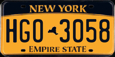 NY license plate HGO3058