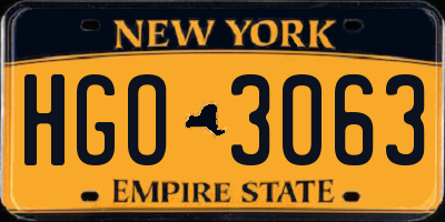 NY license plate HGO3063