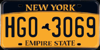 NY license plate HGO3069