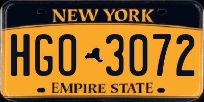 NY license plate HGO3072