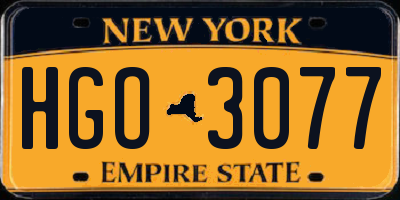 NY license plate HGO3077