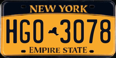 NY license plate HGO3078