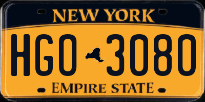 NY license plate HGO3080