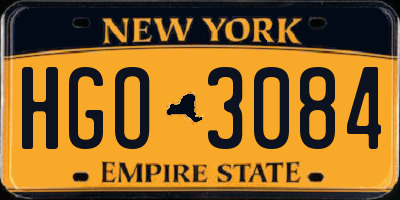 NY license plate HGO3084