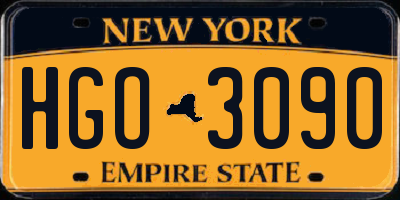 NY license plate HGO3090