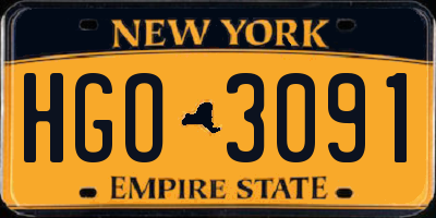 NY license plate HGO3091