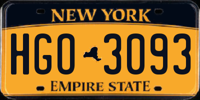 NY license plate HGO3093