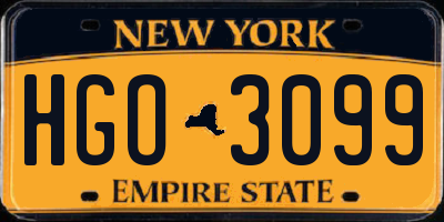NY license plate HGO3099