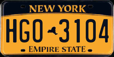 NY license plate HGO3104