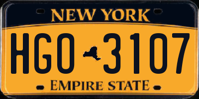 NY license plate HGO3107